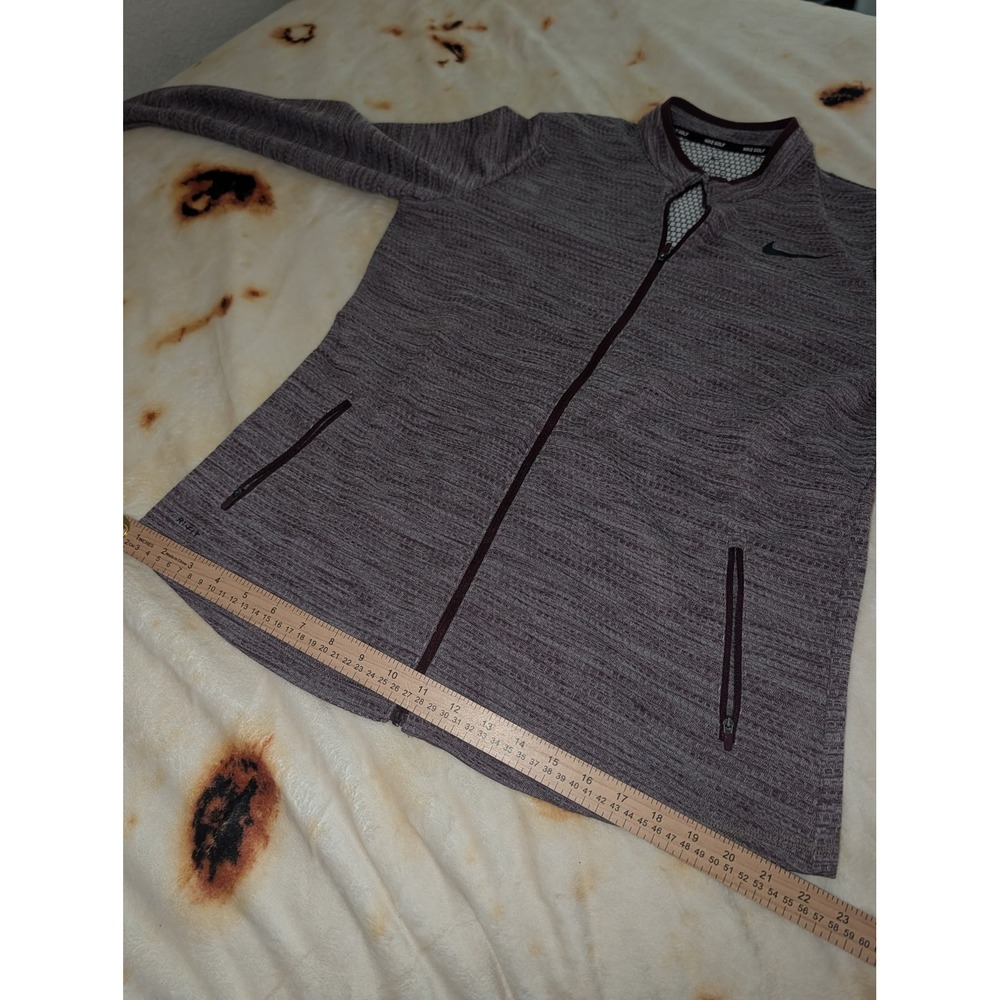Nike Golf Dri-FIT Full Zip Jacket Womens XL Burgundy Gray Textured Knit Layer - Picture 5 of 11